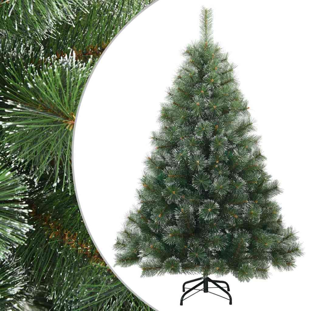 Produktbild för Konstgjord Vikbar Julgran Snö Flocked Grön 150 cm PVC, stål