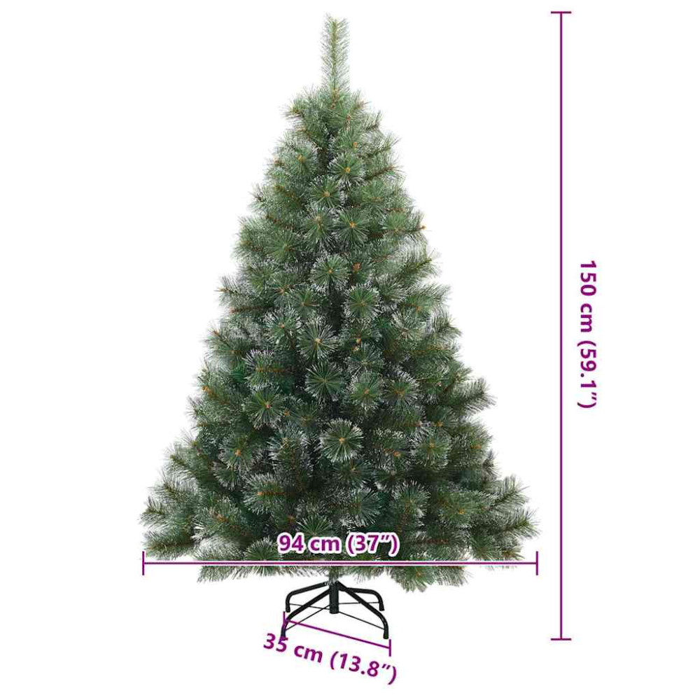 Produktbild för Konstgjord Vikbar Julgran Snö Flocked Grön 150 cm PVC, stål