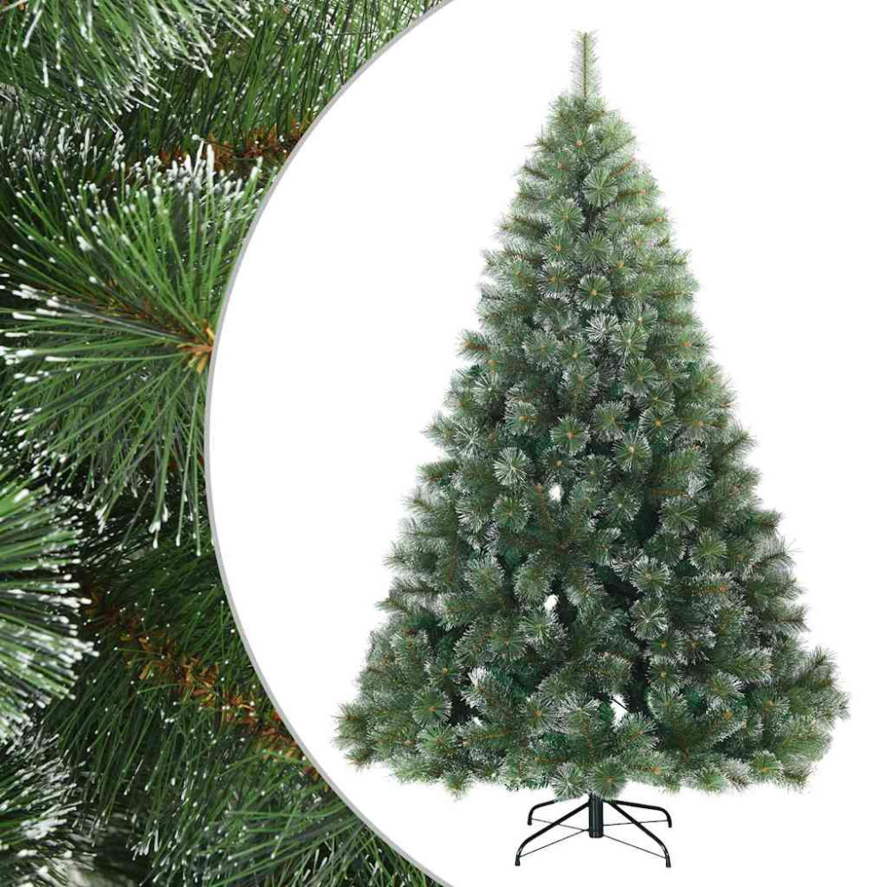 Produktbild för Konstgjord Vikbar Julgran Snö Flocked Grön 180 cm PVC, stål