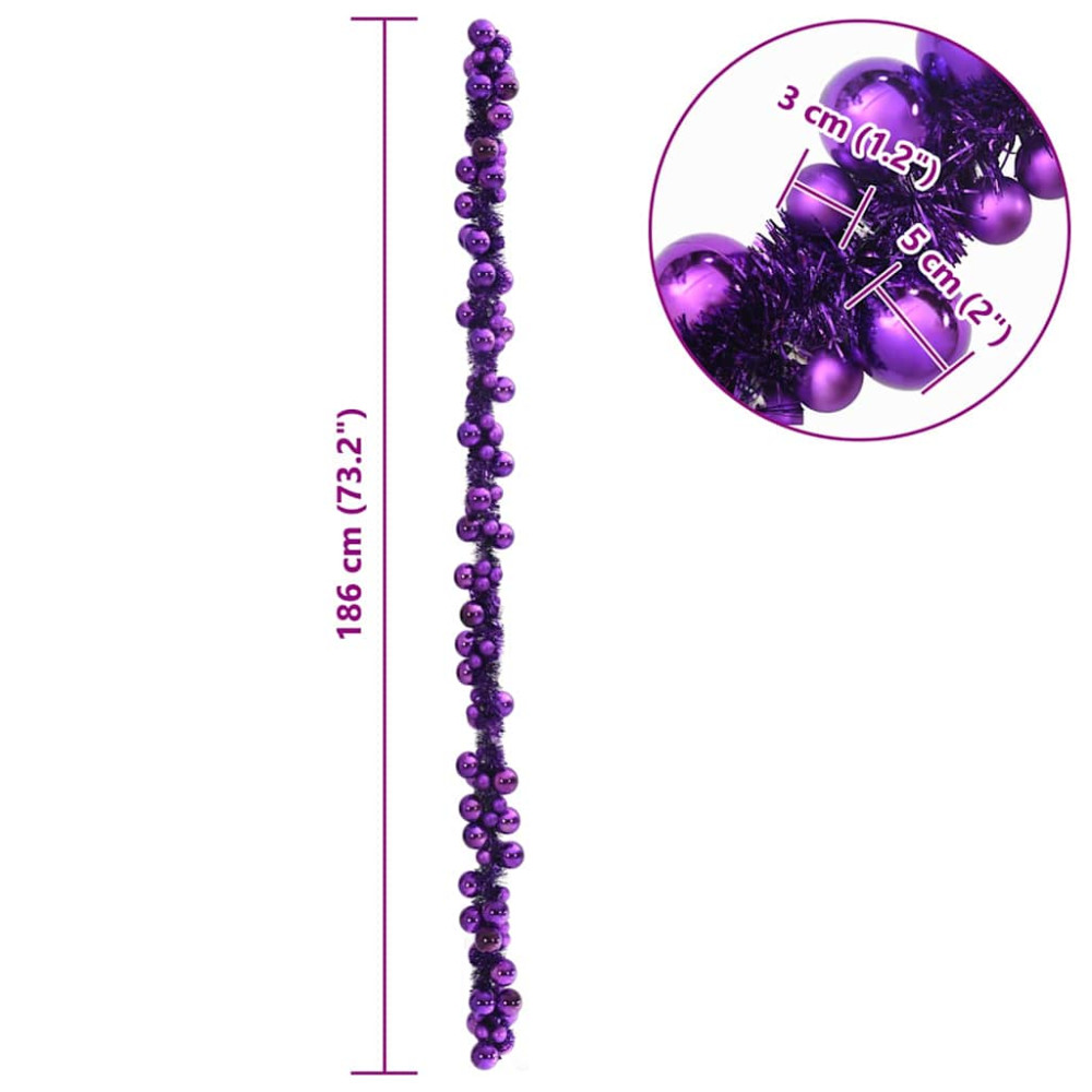Produktbild för Julkulagirland Lila 186 cm Polystyren