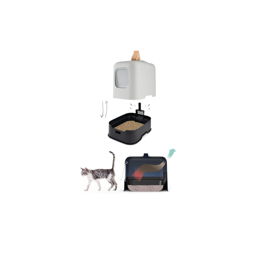 Produktbild för Rotho BIALA, Katt, Kattsandlåda med tak, Beige, Plast, 395 m...