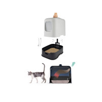 Produktbild för Rotho BIALA, Katt, Kattsandlåda med tak, Beige, Plast, 395 m...