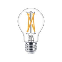 Produktbild för Philips - LED-glödlampa med filament - form: A60 - klar finish - E27 - 5.9 W - varmt vitt ljus - 2200-2700 K