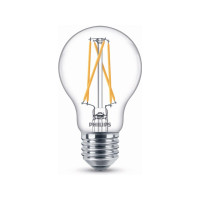 Produktbild för Philips - LED-glödlampa med filament - form: A60 - klar finish - E27 - 5.9 W - varmt vitt ljus - 2200-2700 K