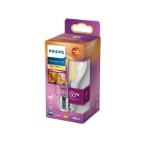 Produktbild för Philips - LED-glödlampa med filament - form: A60 - klar finish - E27 - 5.9 W - varmt vitt ljus - 2200-2700 K