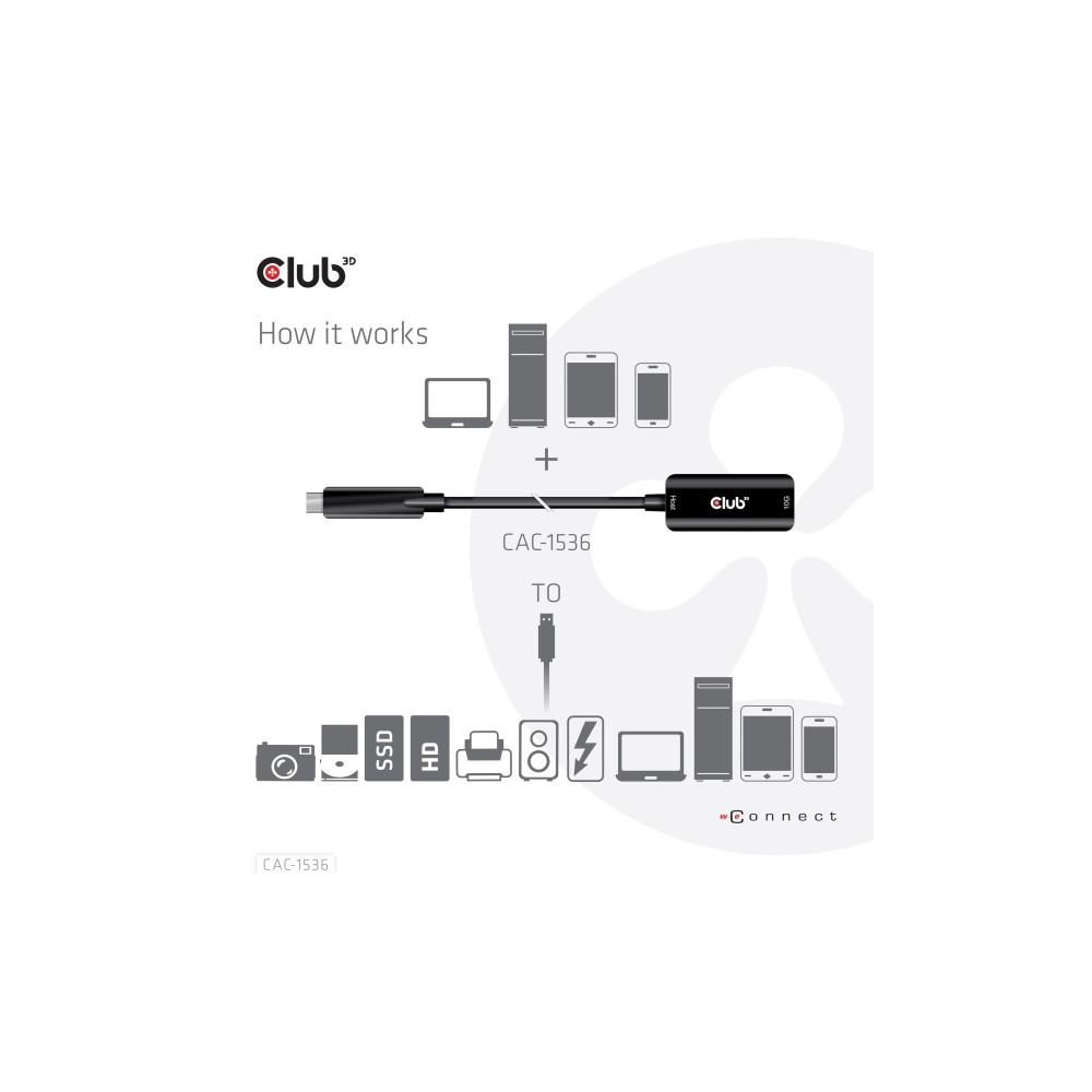Produktbild för Club 3D - USB typ C-förlängningskabel - USB-C till USB typ A - 5 m
