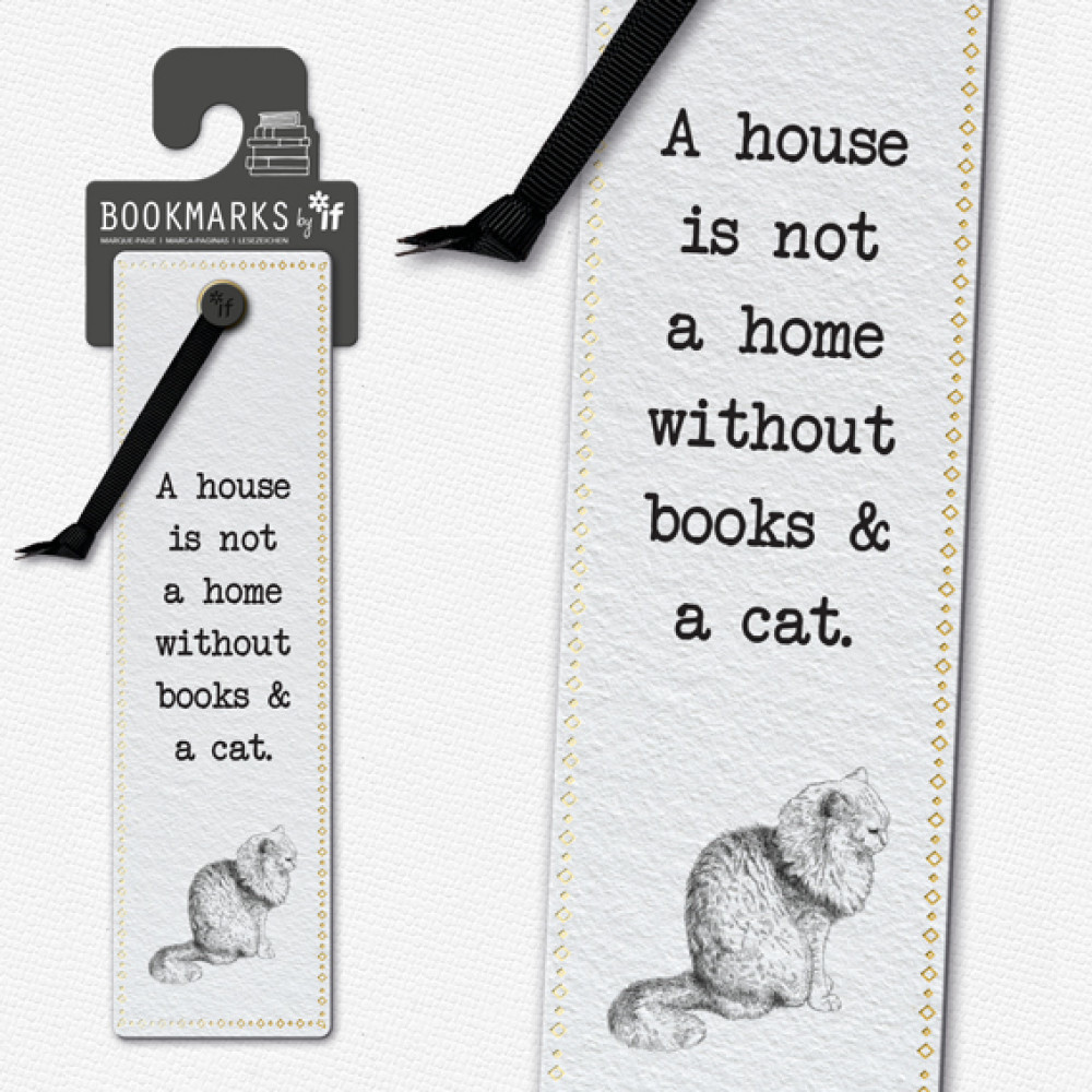 Produktbild för Literary Bookmarks - Books & a Cat
