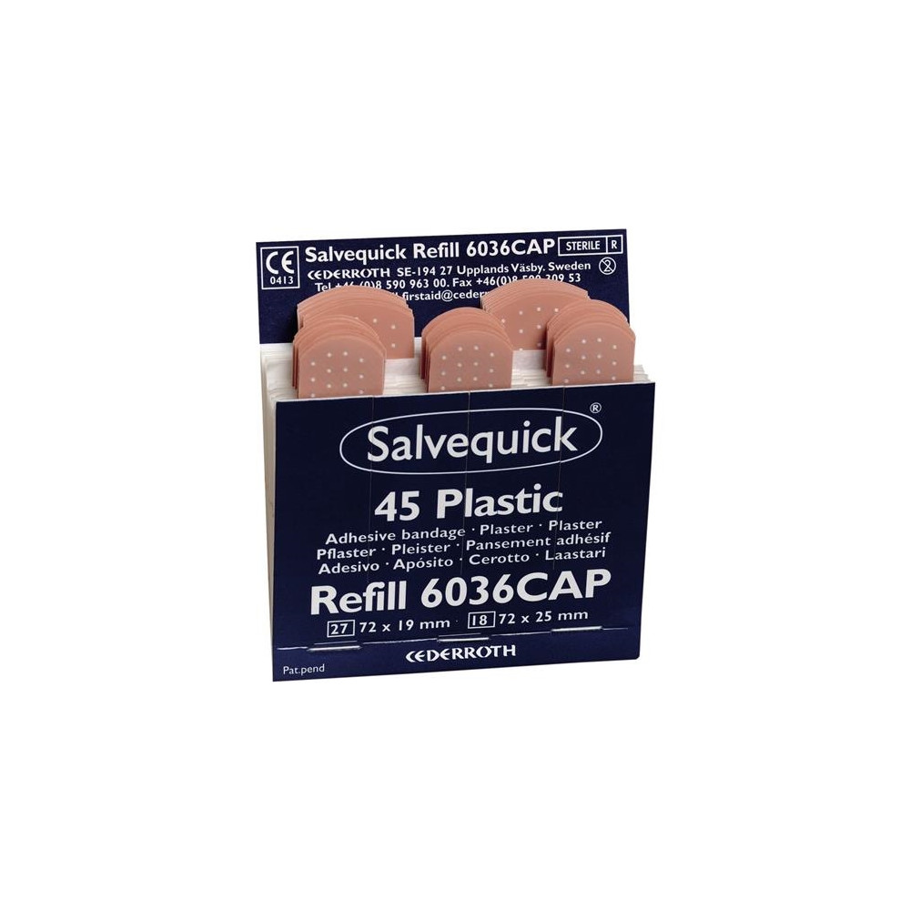 Produktbild för Plåster Salvequick vattenavvisande 6036, plast, förpackning...