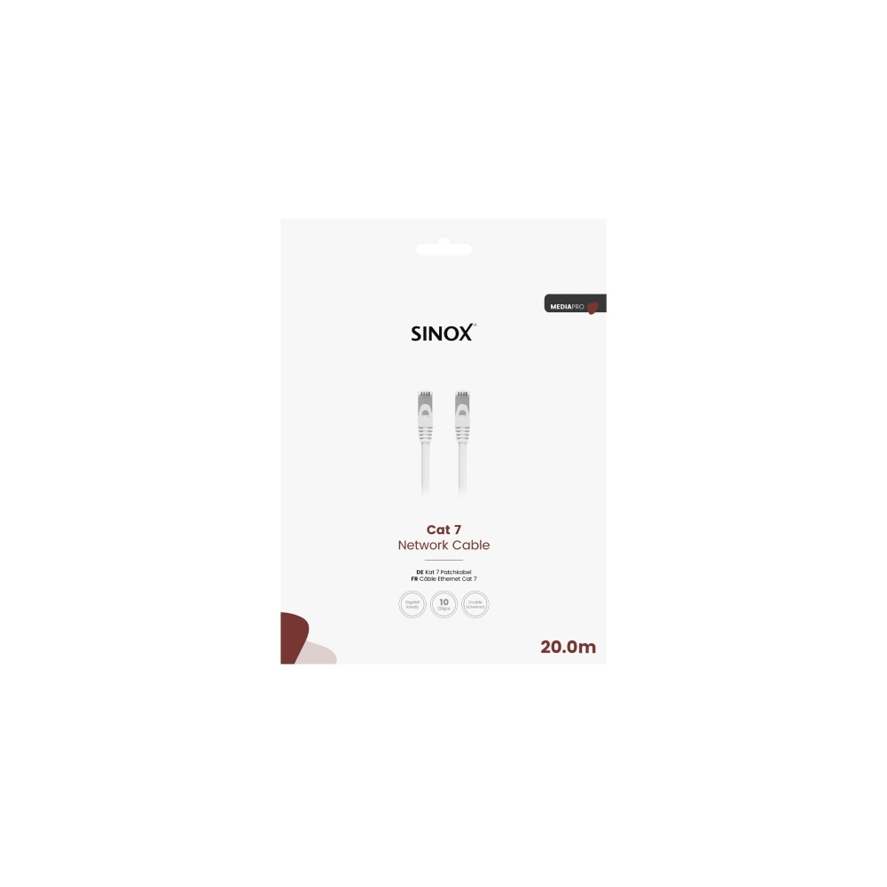 Produktbild för Sinox SXC08720, 20 m, Cat7, S/FTP (S-STP), RJ-45, RJ-45, Vit