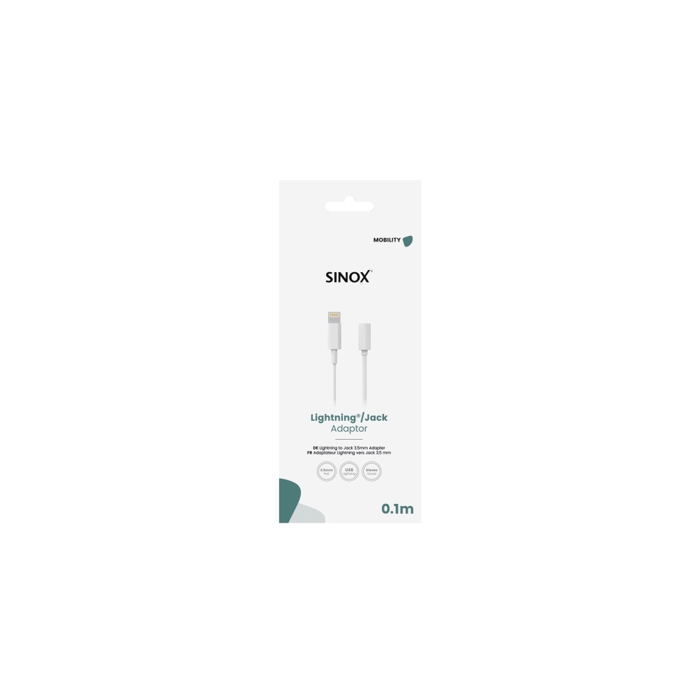 Produktbild för Sinox SOE03250, 0,1 m, blixt, 3,5 mm, hankontakt, honkontakt...