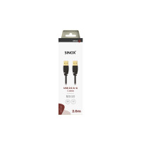 Produktbild för Sinox SOC04802, 2 m, USB A, USB A, USB 2.0, 0,48 Gbit/s, Sva...