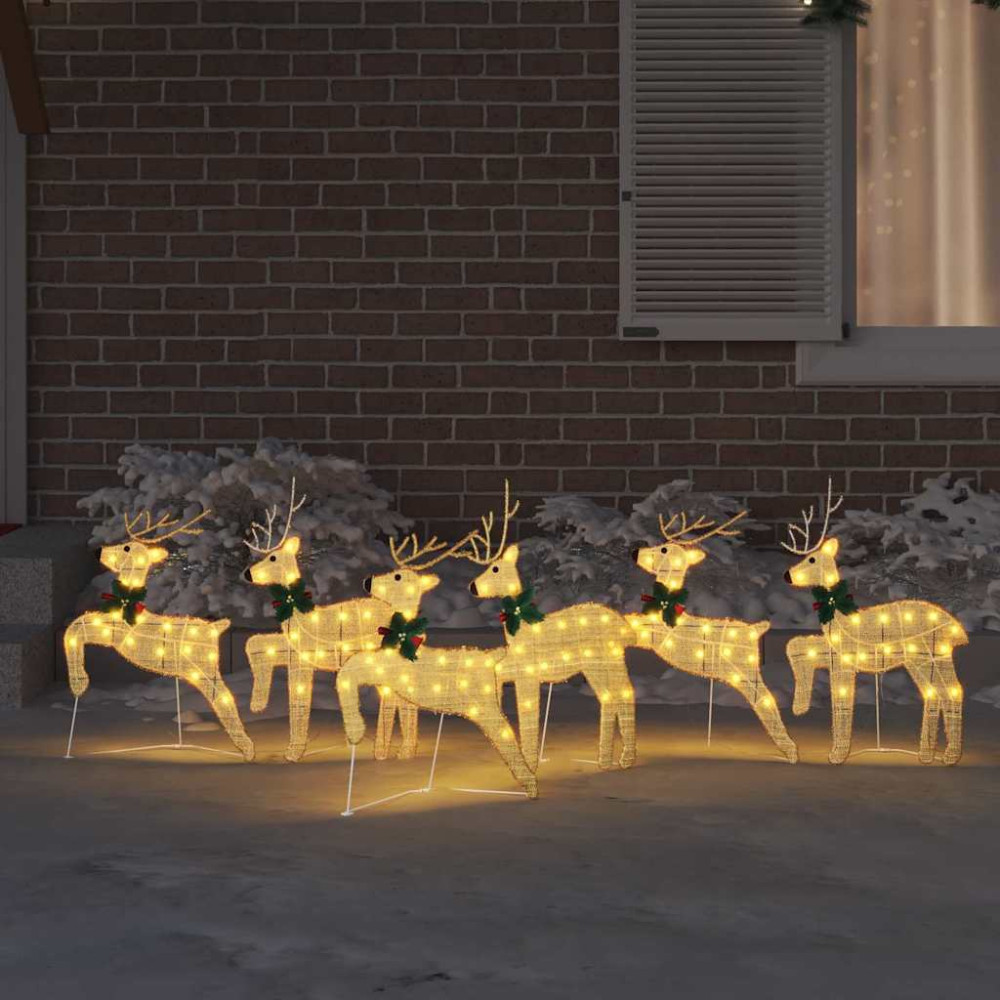Produktbild för LED Renar 6 pcs Guld tyg