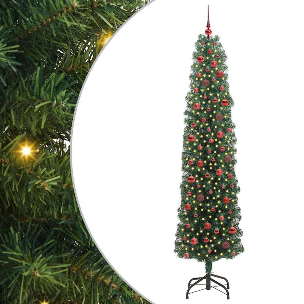 Produktbild för Konstgjord julgran Grön 240 cm PVC och stål och plast