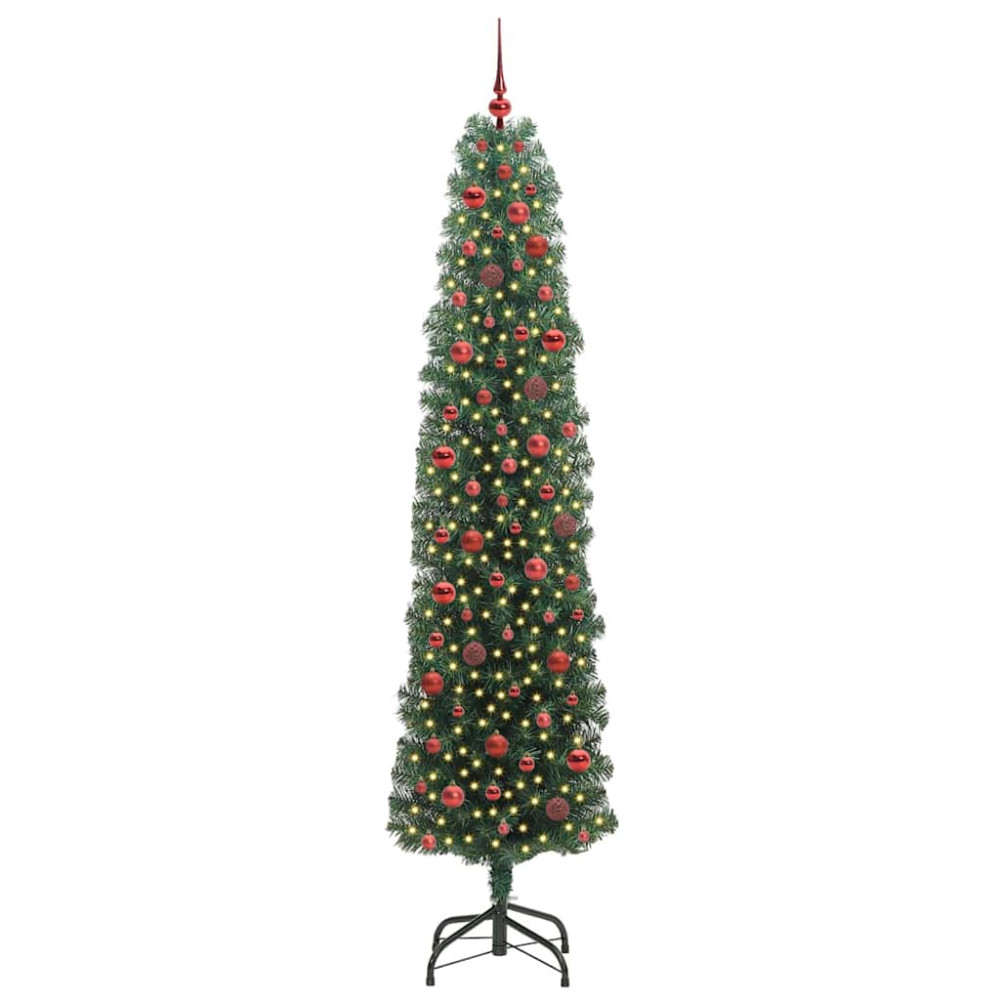 Produktbild för Konstgjord julgran Grön 240 cm PVC och stål och plast
