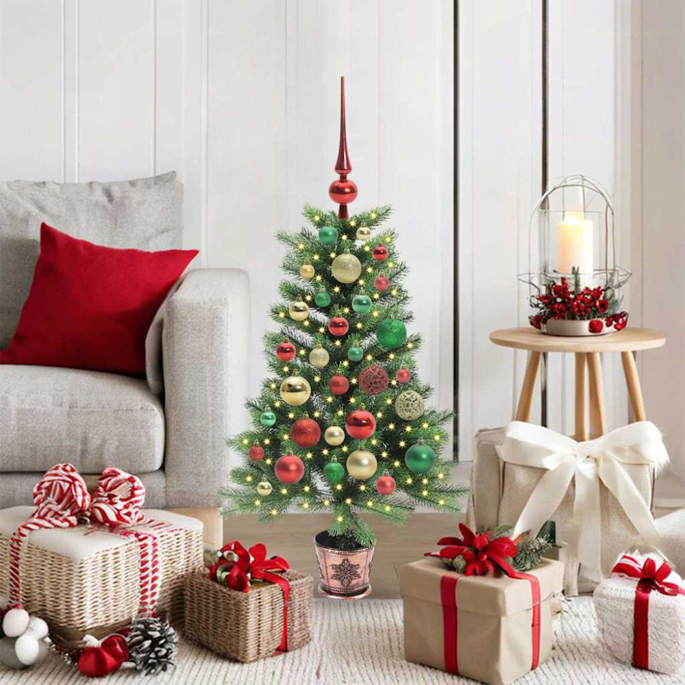Produktbild för Julgran med 150 LED-lampor med stativ Grön 90 cm PE