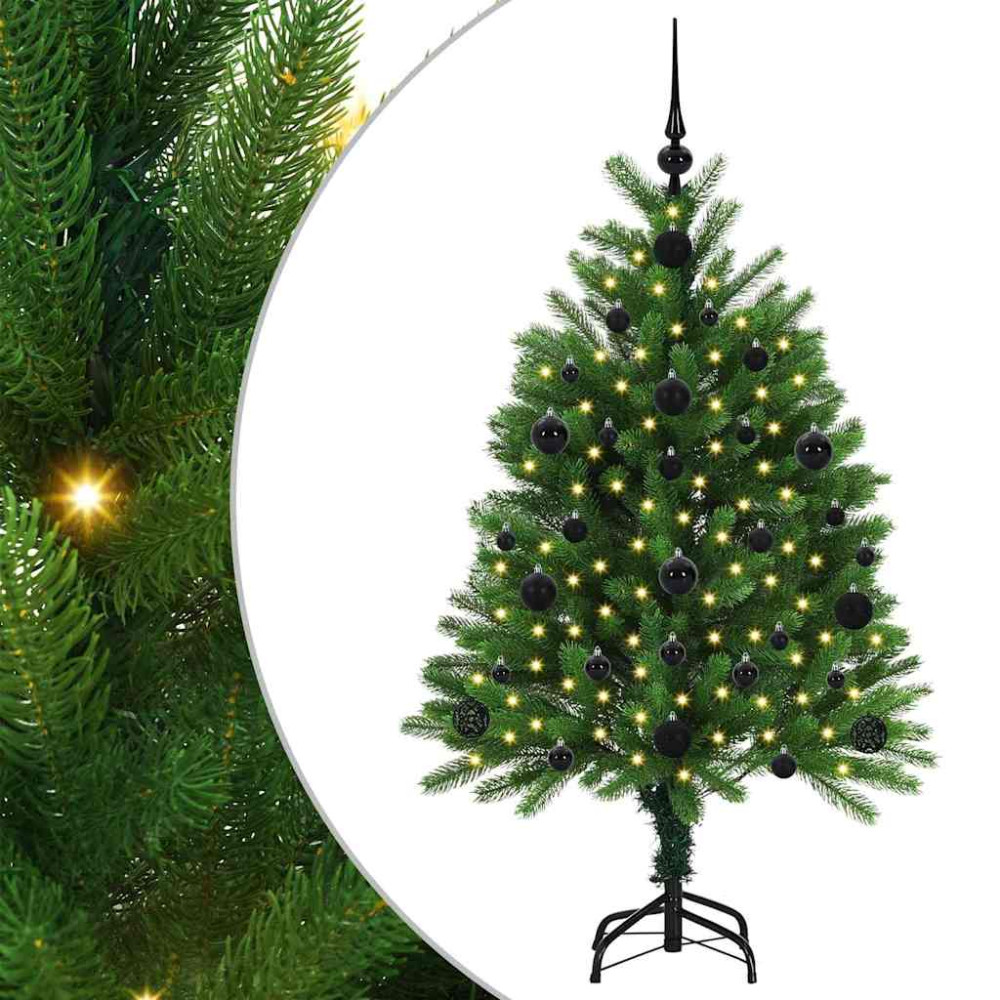 Produktbild för Julgran med 150 LED-lampor med stativ Grön 120 cm PE