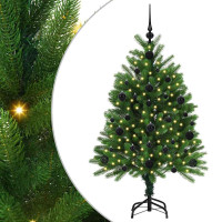 Produktbild för Julgran med 150 LED-lampor med stativ Grön 120 cm PE