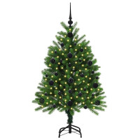 Produktbild för Julgran med 150 LED-lampor med stativ Grön 120 cm PE