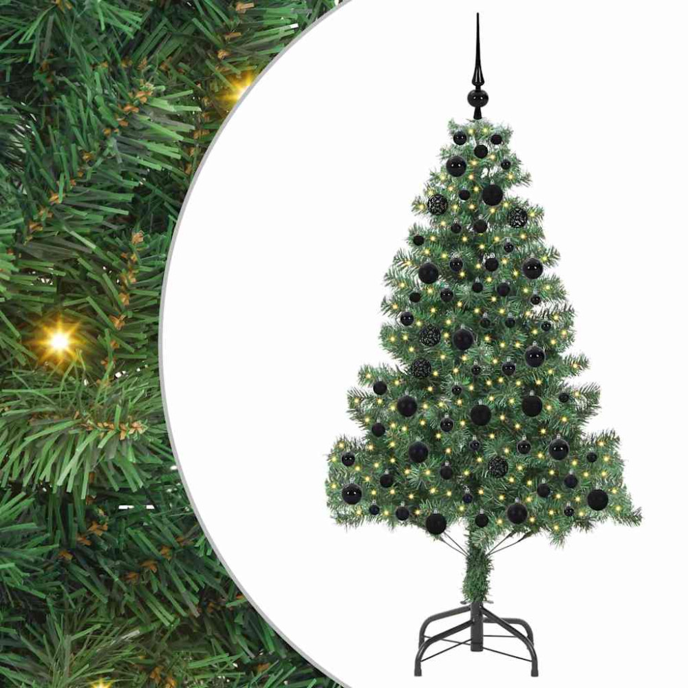 Produktbild för Julgran med 300 LED-lampor med stativ Grön 180 cm PVC