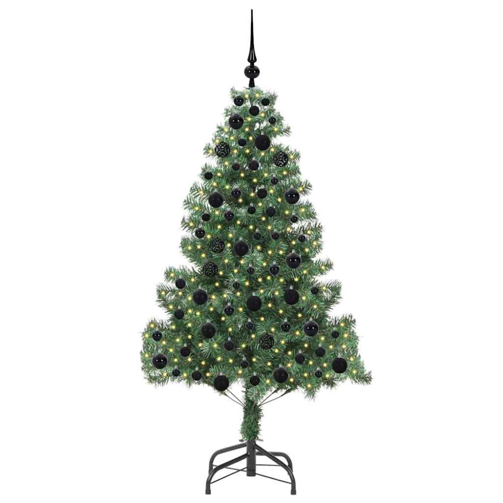 Produktbild för Julgran med 300 LED-lampor med stativ Grön 180 cm PVC
