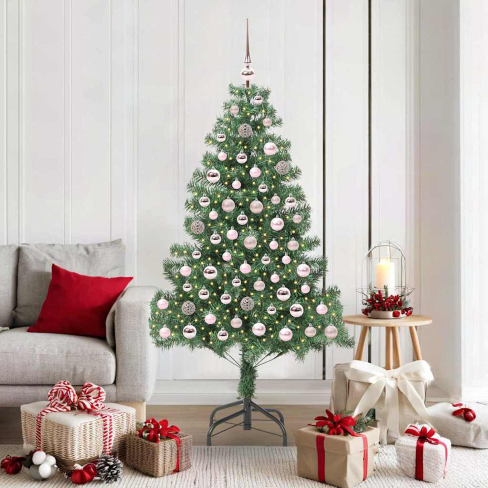 Produktbild för Julgran med 300 LED-lampor med stativ Grön 180 cm PVC