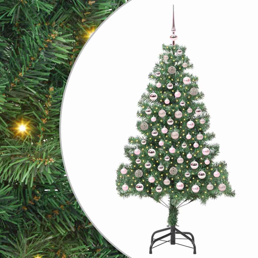 Produktbild för Julgran med 300 LED-lampor med stativ Grön 180 cm PVC