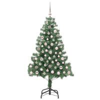 Produktbild för Julgran med 300 LED-lampor med stativ Grön 180 cm PVC
