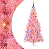Produktbild för Julgran med 300 LED-lampor med stativ Rosa 210 cm PVC
