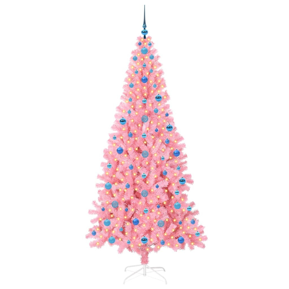 Produktbild för Julgran med 300 LED-lampor med stativ Rosa 210 cm PVC