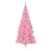 Produktbild för Julgran med 300 LED-lampor med stativ Rosa 210 cm PVC