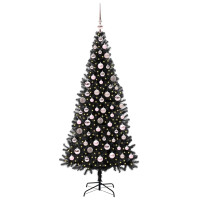 Produktbild för Julgran med 300 LED-lampor med stativ Svart 180 cm PVC