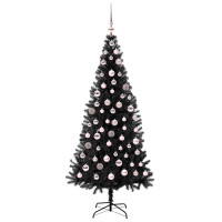 Produktbild för Julgran med 300 LED-lampor med stativ Svart 180 cm PVC