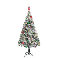 Produktbild för Konstgjord julgran med stativ Vit 150 cm PVC och Stål och Plast