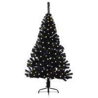 Produktbild för Konstgjord Förbelyst Julgran Svart 120 cm PVC