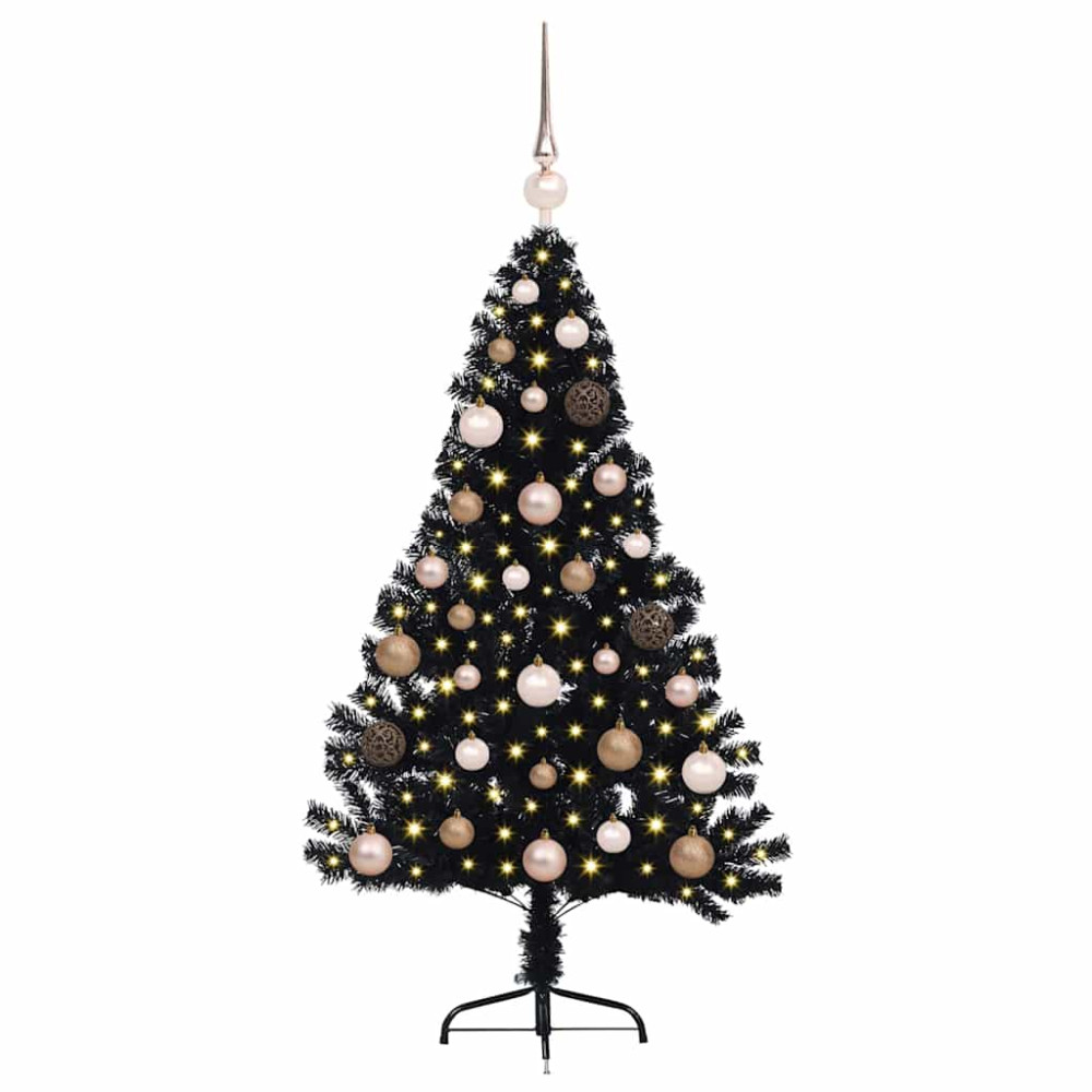 Produktbild för Konstgjord Förbelyst Julgran Svart 120 cm PVC