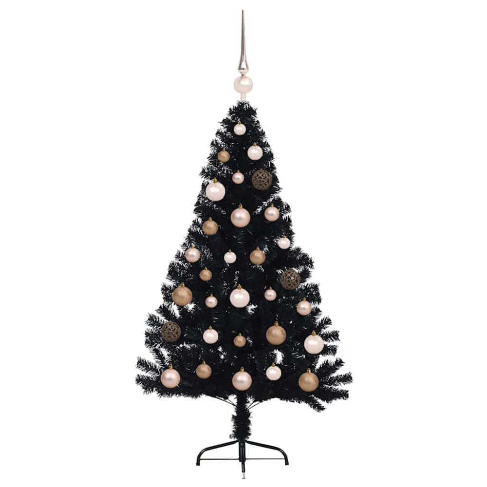 Produktbild för Konstgjord Förbelyst Julgran Svart 120 cm PVC