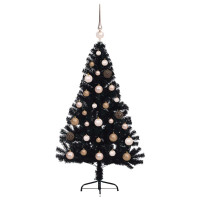 Produktbild för Konstgjord Förbelyst Julgran Svart 120 cm PVC