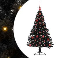 Produktbild för Konstgjord Förbelyst Julgran Svart 120 cm PVC