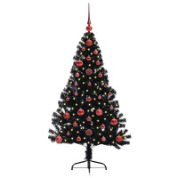 Produktbild för Konstgjord Förbelyst Julgran Svart 120 cm PVC