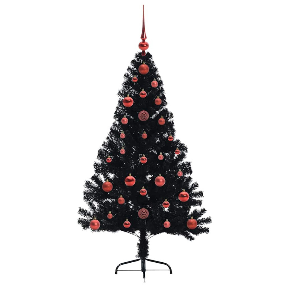 Produktbild för Konstgjord Förbelyst Julgran Svart 120 cm PVC