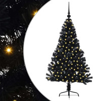 Produktbild för Konstgjord Förbelyst Julgran Svart 120 cm PVC