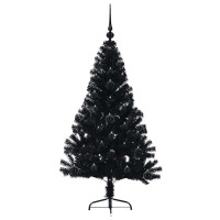 Produktbild för Konstgjord Förbelyst Julgran Svart 120 cm PVC