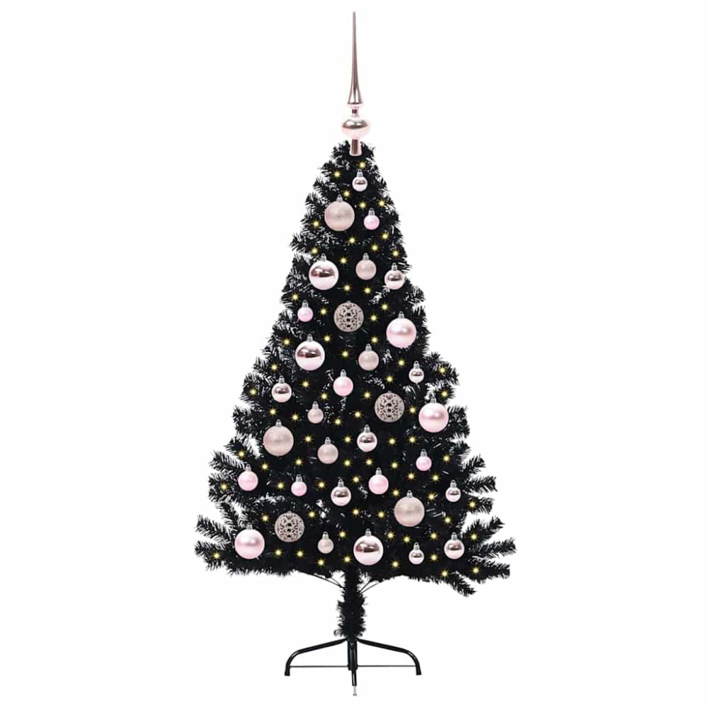 Produktbild för Konstgjord Förbelyst Julgran Svart 120 cm PVC