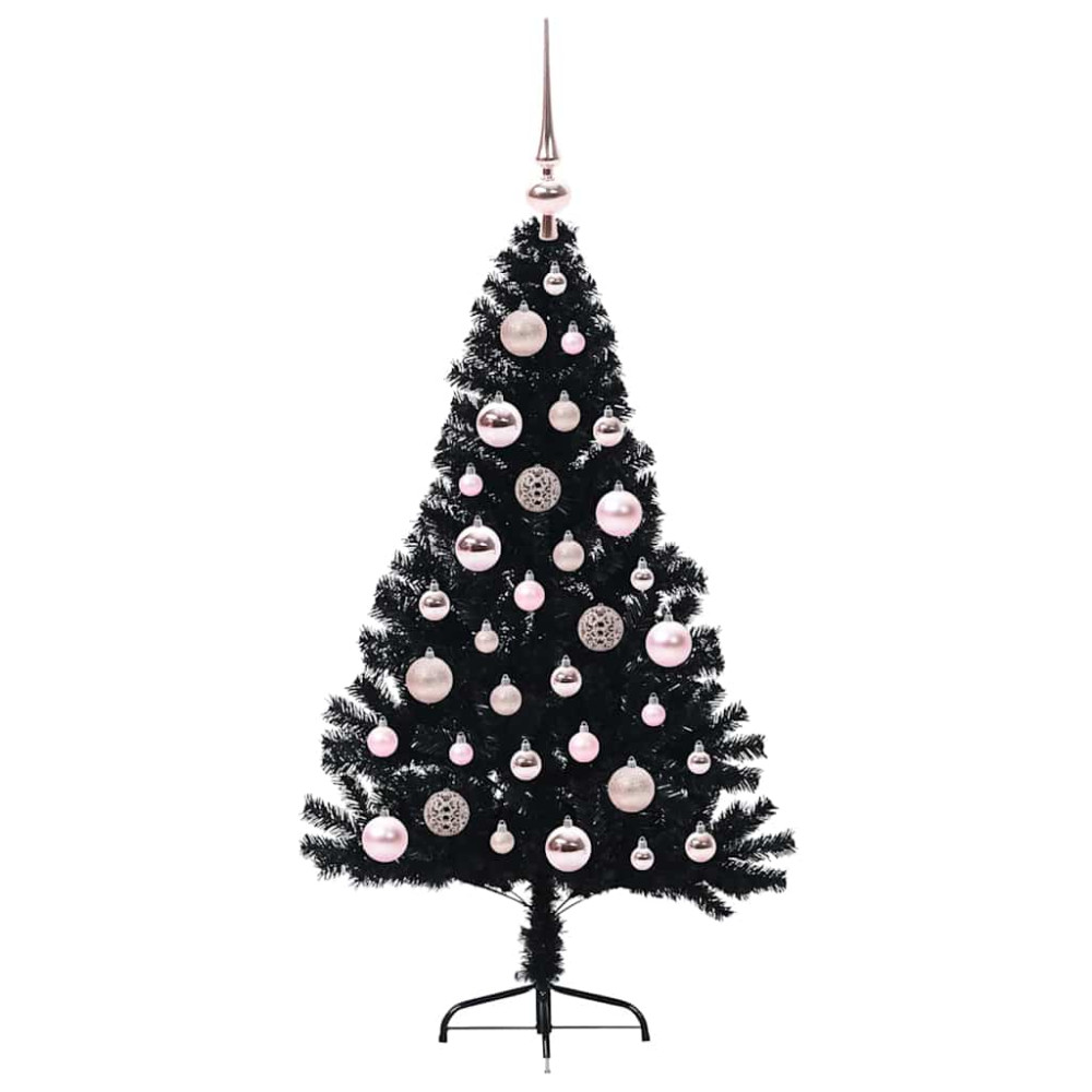 Produktbild för Konstgjord Förbelyst Julgran Svart 120 cm PVC