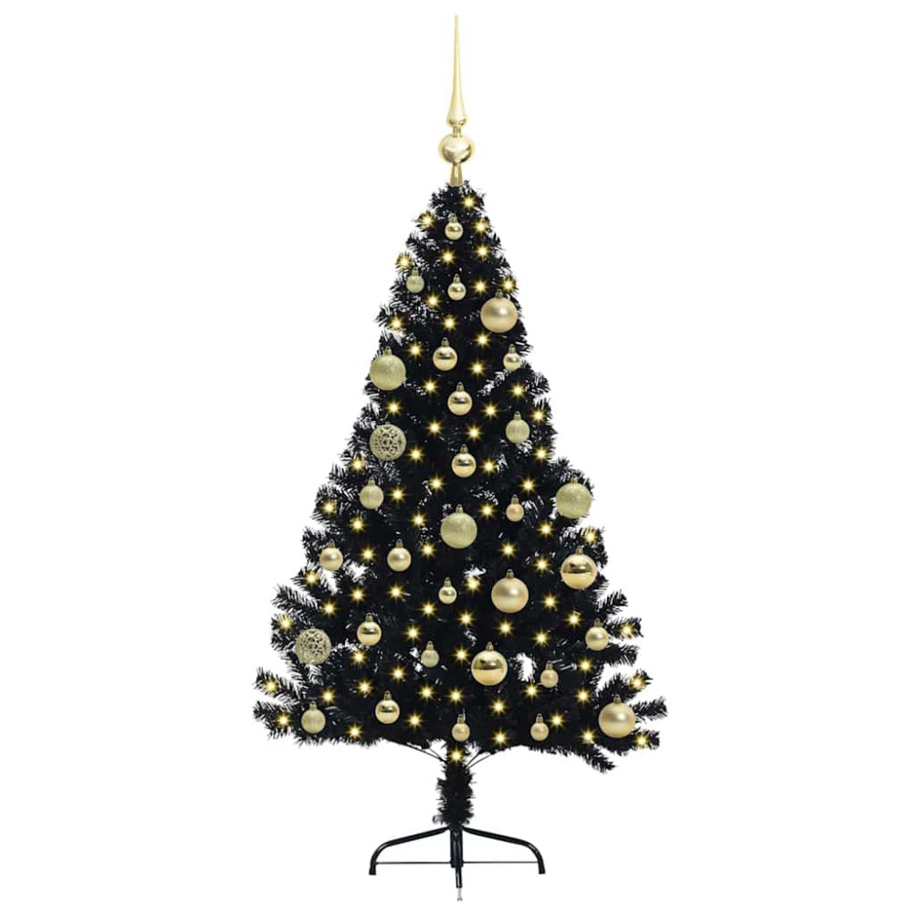 Produktbild för Konstgjord Förbelyst Julgran Svart 120 cm PVC