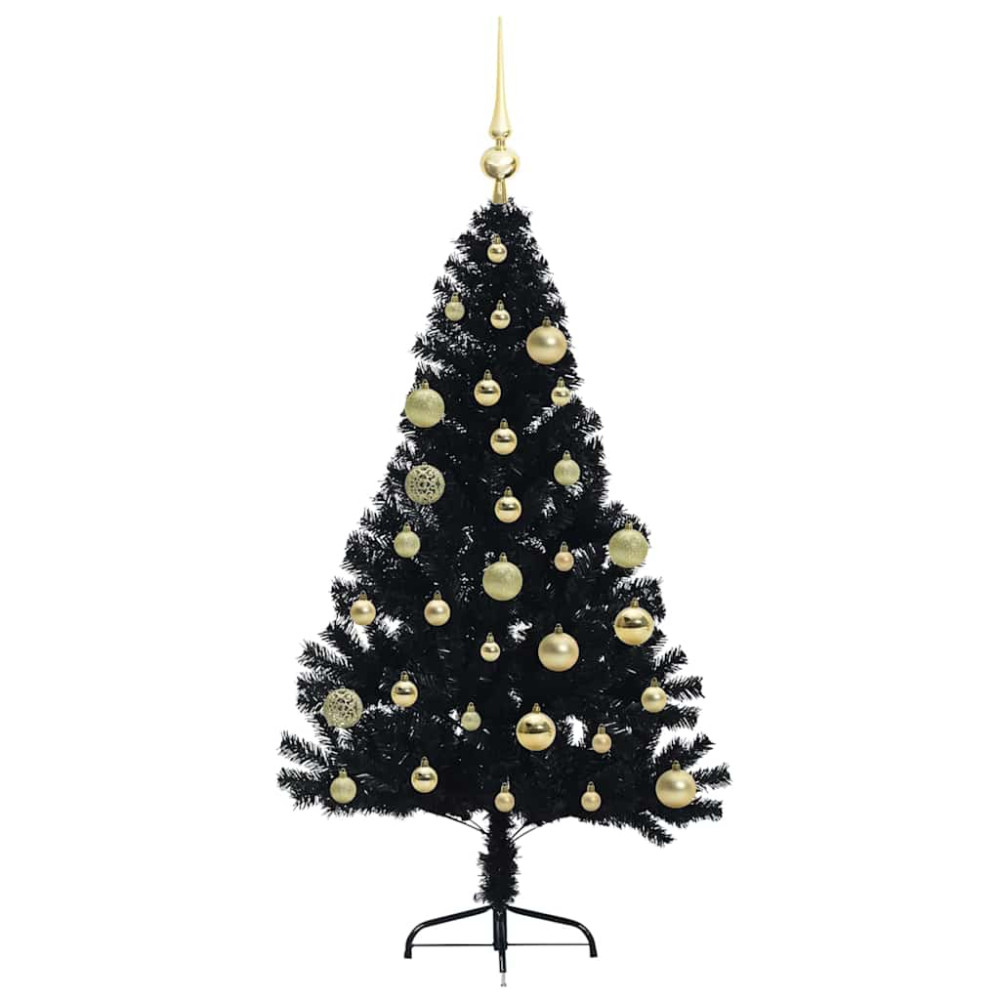 Produktbild för Konstgjord Förbelyst Julgran Svart 120 cm PVC