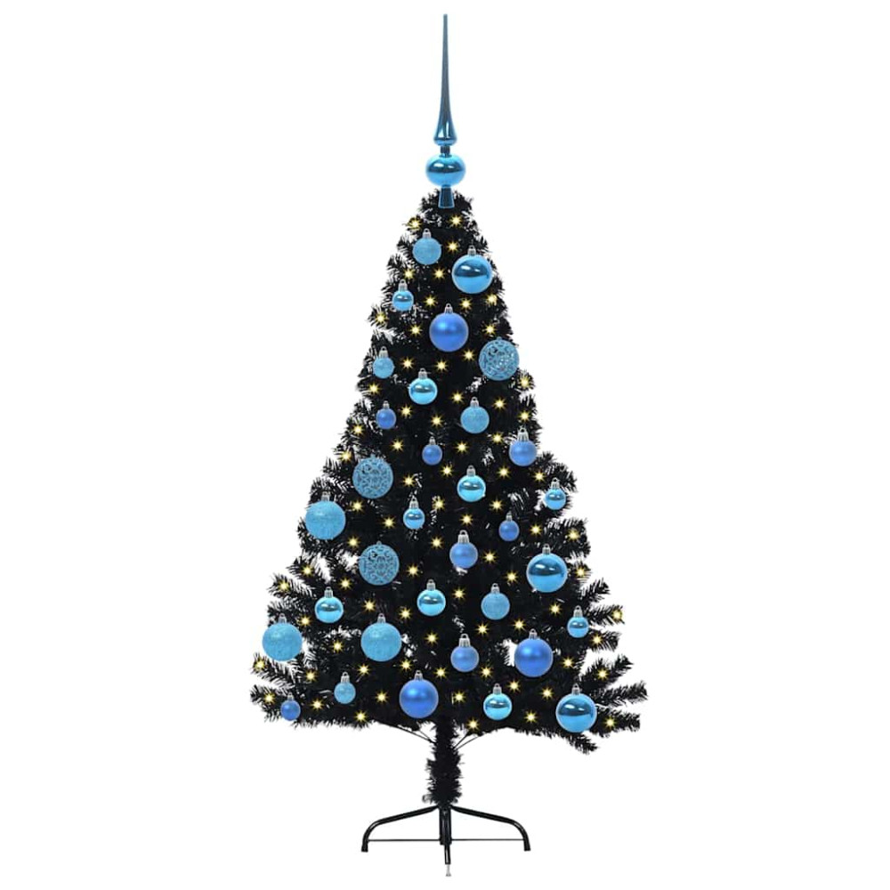 Produktbild för Konstgjord Förbelyst Julgran Svart 120 cm PVC