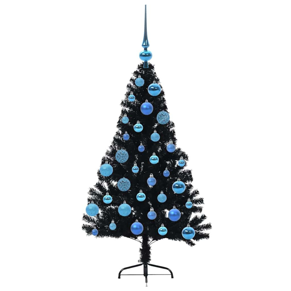 Produktbild för Konstgjord Förbelyst Julgran Svart 120 cm PVC