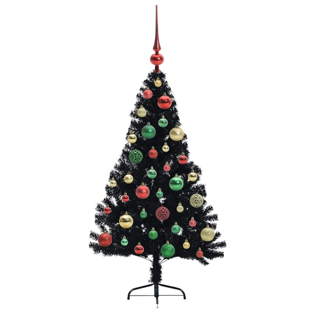 Produktbild för Konstgjord Förbelyst Julgran Svart 120 cm PVC