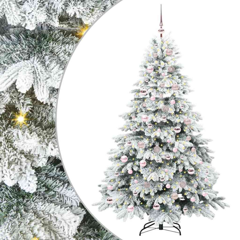 Produktbild för Konstgjord julgran med 300 LED-lampor Vit 180 cm PE och PVC